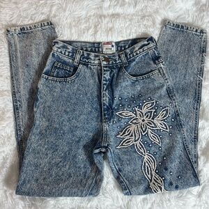 Vintage 80’s Acid Wash Beaded Jeans